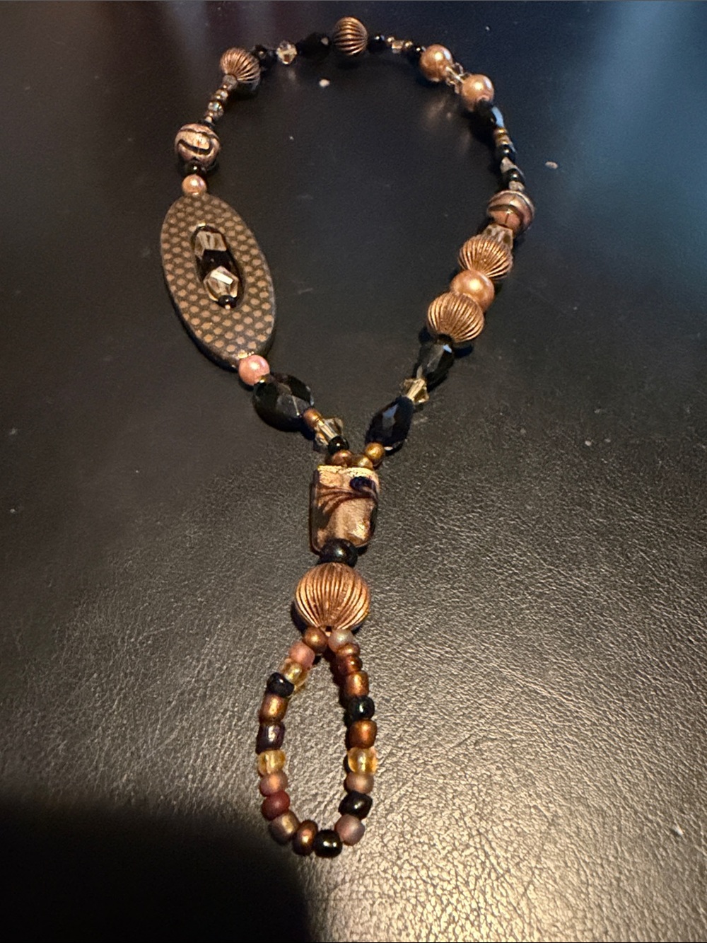 Black and Gold Beaded Women's Bracelet with Mixed Bead Accents